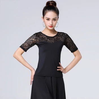 

Latin Dance Jacket New Female Adult Short Sleeve Dance Dress Summer Mesh Modern Dance Practice Dress DQT1044