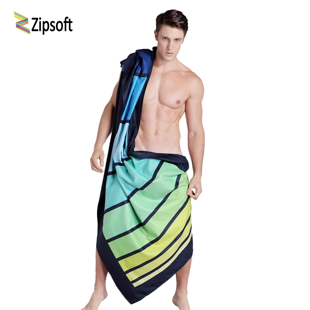 Zipsoft Large Beach Towel for Adults Printed Plaid Stripe Microfiber