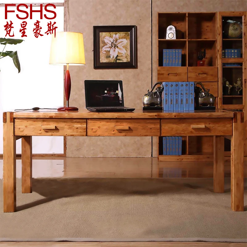 Fshs madera de cedro ikea mesa escritorio de la computadora oficina en casa minimalista doble mesa.jpg Mesas madera ikea