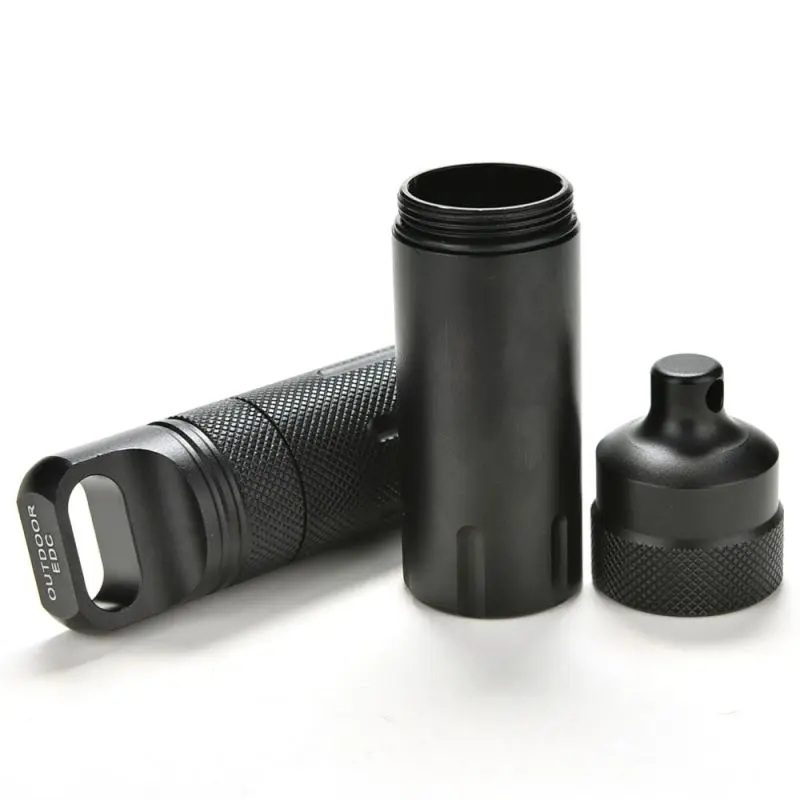 

Strong CNC Outdoor Waterproof Emergency First Aid Survival Pill Bottle Camping EDC Tank Box for Cigarettes Matches Accessory