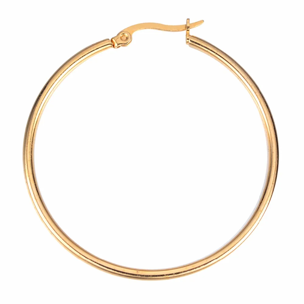 

Gold Color Hiphop Small or Big Hoop Earrings Stainless Steel Jewelry Simple Style Trendy Circle Round Earrings Women Gift