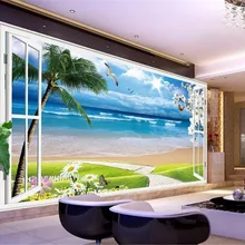Пользовательские фото 3d обои из окна, натурально чистый и красивый вид на море 3D ТВ фон настенное украшение панно Wallpap