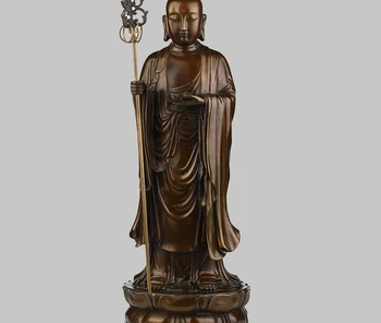 

15" China Tibet Bronze Lotus Ksitigarbha Bodhisattva Buddha Brass Statue