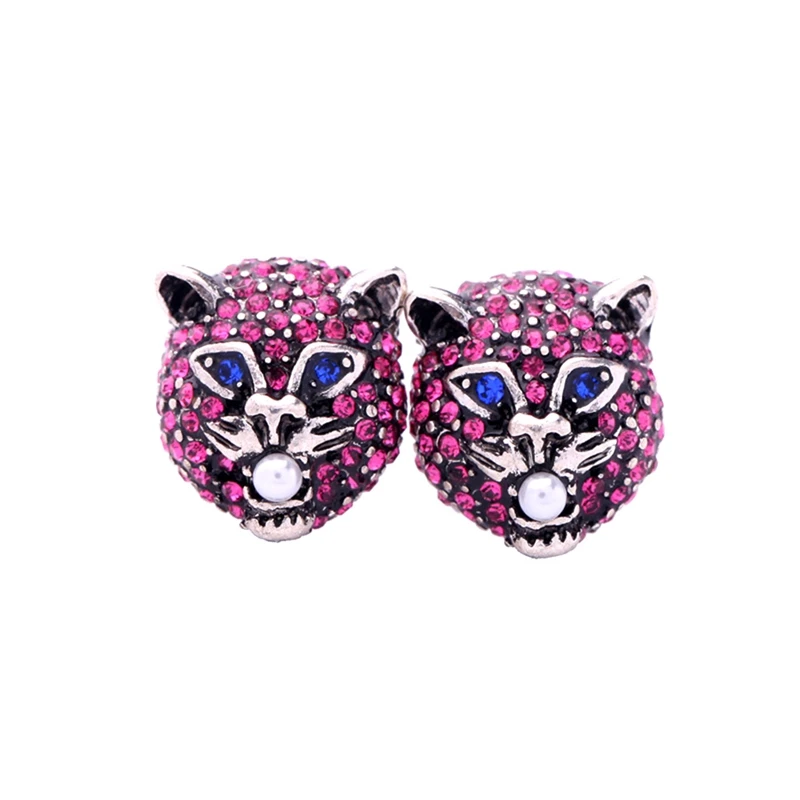 leopard face earrings