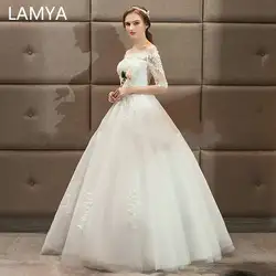 2019 винтажное платье Vestido De Noiva с коротким кружевным рукавом свадебное платье es с вырезом лодочкой свадебное платье плюс размер платье