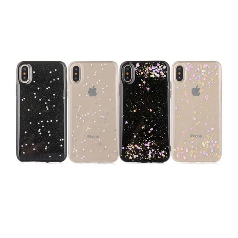 Блестящий Мягкий чехол из ТПУ со сверкающими звездами для iphone X XS Max XR 6 6s 7 8 Plus 5 5s SE