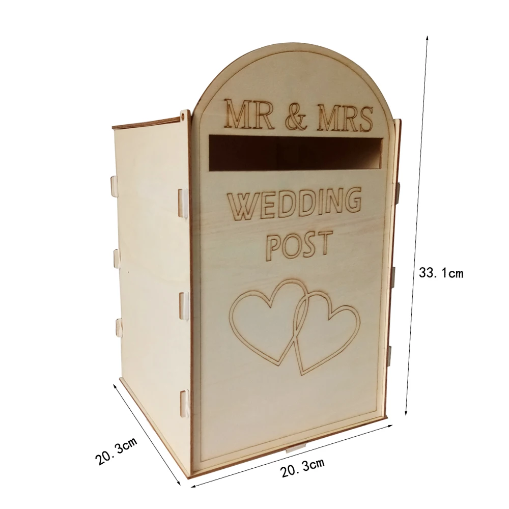DIY деревянный Свадебный почтовый ящик Подарочная карточная коробка деревянная копилка с замком красивые свадебные украшения принадлежности для дня рождения