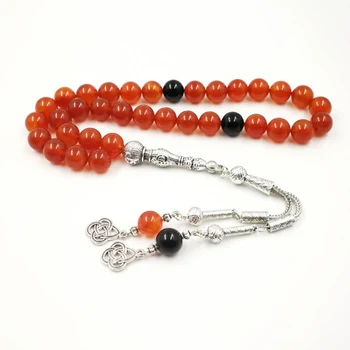 

Natural Red Agates with Onyx 33 Tasbih Islam misbaha Muslim Everything is new bracelet prayer beads 33 66 99beads stone Rosary