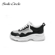 Весенняя женская повседневная обувь со смайликом; кроссовки на толстой подошве для женщин; модная женская обувь на плоской платформе со шнуровкой