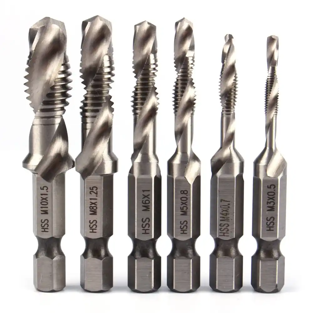 6pcs/set Hex Shank Tap Drill Bits Screw 