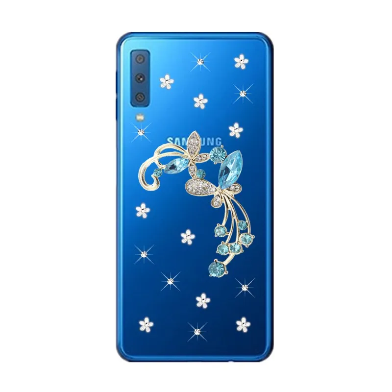 Для Samsung Galaxy A9 2018 A7 чехол бампер горный хрусталь прозрачный силиконовый для