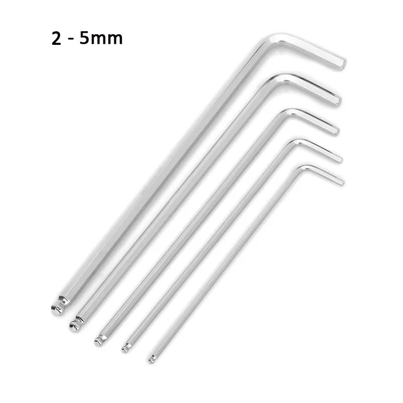 

(5pcs/ set) 2-5mm Steel Ball Point Hex Key Wrenches set Repair Tool Screwdriver Hand Tool Hex Keys Metric Allen Wrenches
