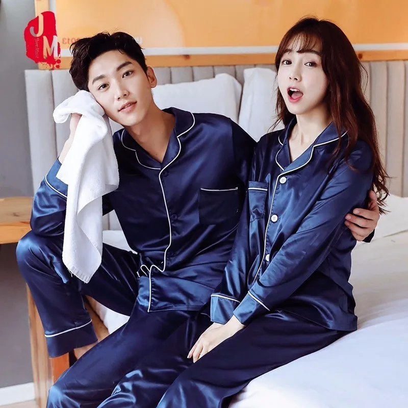 Seide Männer Pyjama Sätze Langen Ärmeln Nachtwäsche Männer Anzug Casual Pyjamas Solide herren Pyjamas Sets Sommer Seide Wie Schlafanzug männer