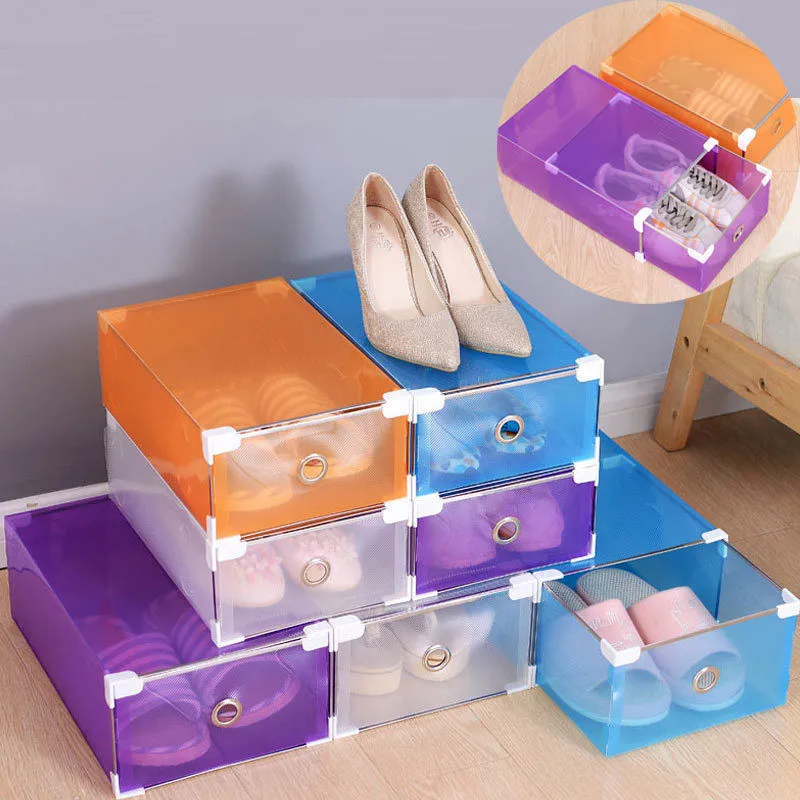 clear stackable shoe storage bins
