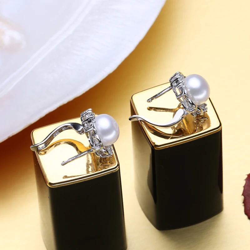 Серьги гвоздики из серебра 925 пробы с пресноводным жемчугом|pearl bow earring|earrings