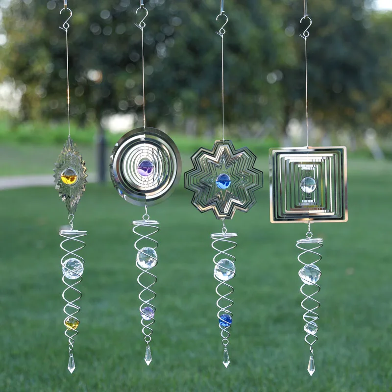 

Wind Chime Mirror Reflective Metal Wire Crystal Ball Wind Bell for Home Garden Decoration J2Y
