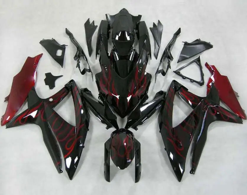 

3Gifts New ABS Fairings Kit 100% Fit For SUZUKI GSXR600 GSXR750 08 09 10 R600 R750 K8 GSXR 600 750 2008 2009 2010 Red Flame