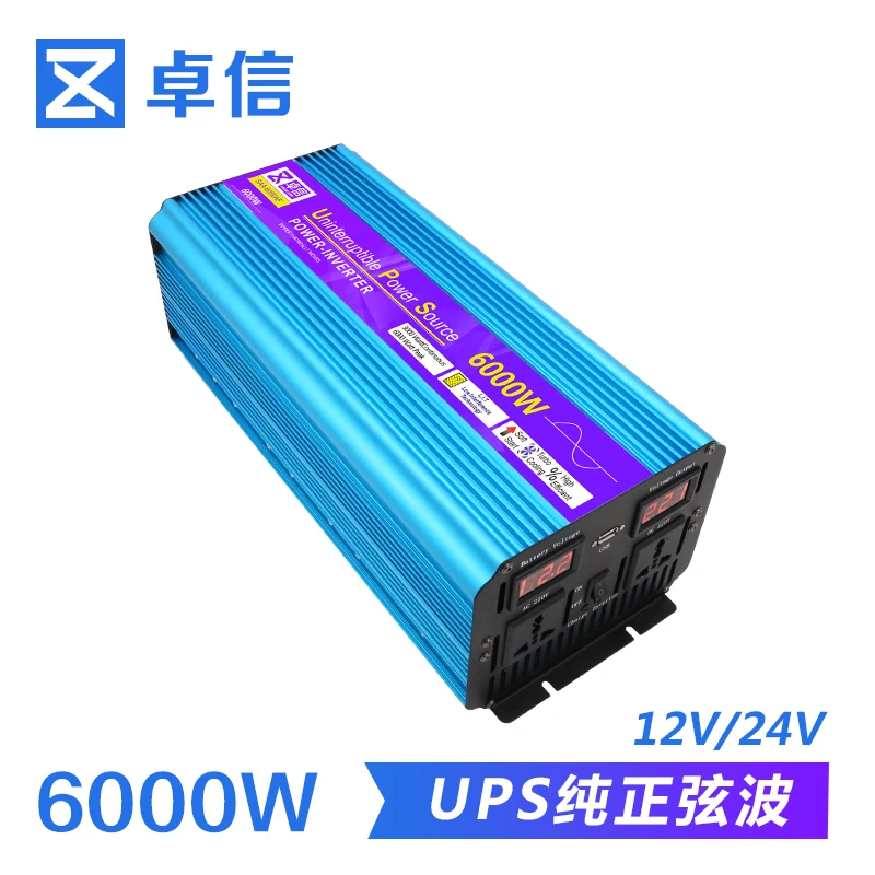 3000W4000W6000W инвертор с чистым синусом UPS12V24V до 220V Автомобильный Начальная зарядный преобразователь