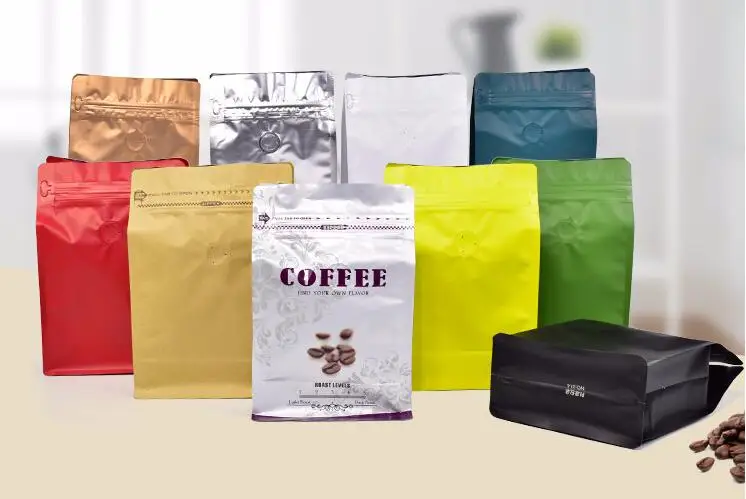 

500pcs/lot 0.5 Pound Coffee Bean Pouch With One Way Valve Aluminum Foil Zip Lock Packaging Coffee Bean Bag Food Storage Bags