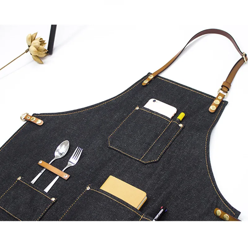 Denim Apron Leather Strap D82-11
