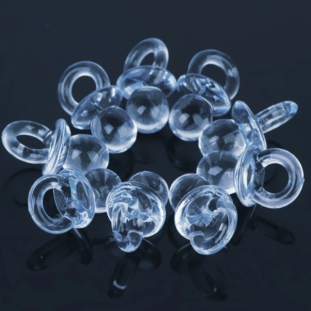 50pcs Mini Acrylic Baby Pacifiers Baby Shower Favors Baby Boys Girls Plastic Clear Table Scatter