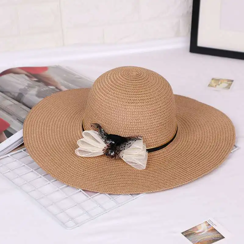 Женская льняная шляпа от солнца, летняя шляпа, Женская однотонная широкополосная УФ-шляпа, пляжная шляпа, вечерние, свадебные, Кентукки, Дерби, церковная шляпа