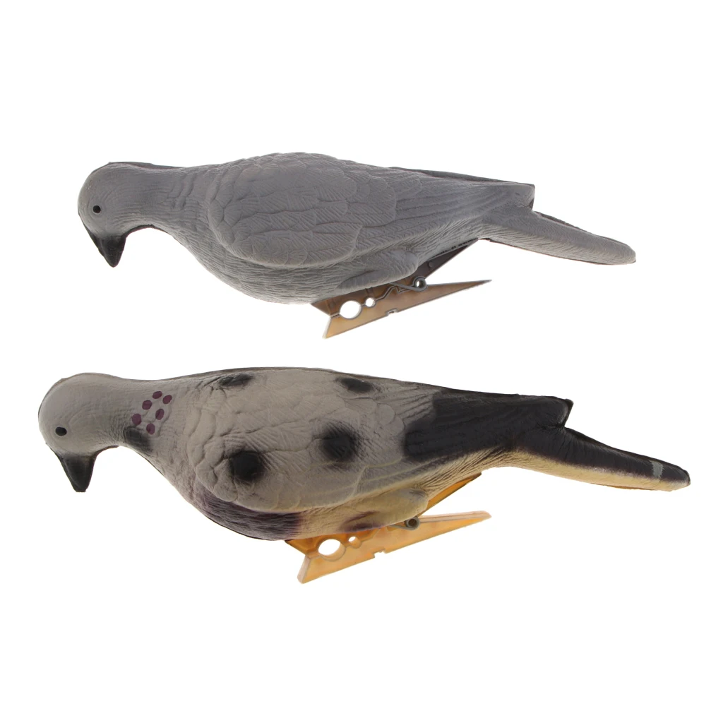 

2pcs Hunting 3D Realistic Pigeon Decoy with Clip Full Body Bird Scarer Scarecrow Decoy Hunting Bird Decoys Yard Lake Decorative