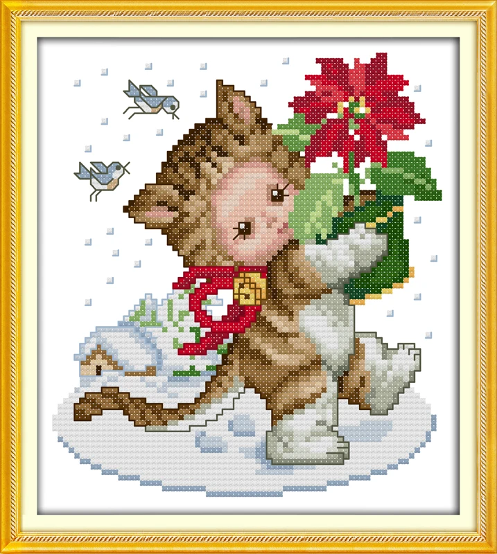 Christmas Cat Patterns Counted 11CT 14CT Unfinished Cross Stitch