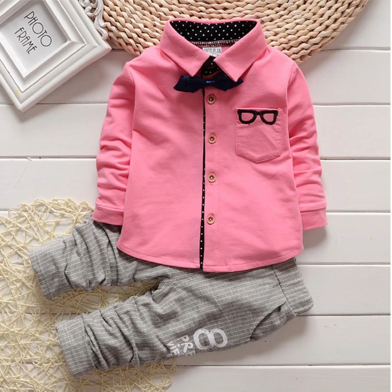 

Boys clothes children set baby cotton 2-pieces shirt+pant casual letter turn-down collar kids clothing baby christmas costume