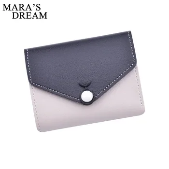 

Mara's Dream 2018 New Women Short Wallet Money Card Holder Patchwork Color Square Small standard Wallets Note Compartment Wallet