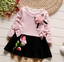 2017 Lovely Girls Tee Shirt and skirts With floral Clothes Set for Kids Girl spring Autmn Children Clothing Sets HB3046