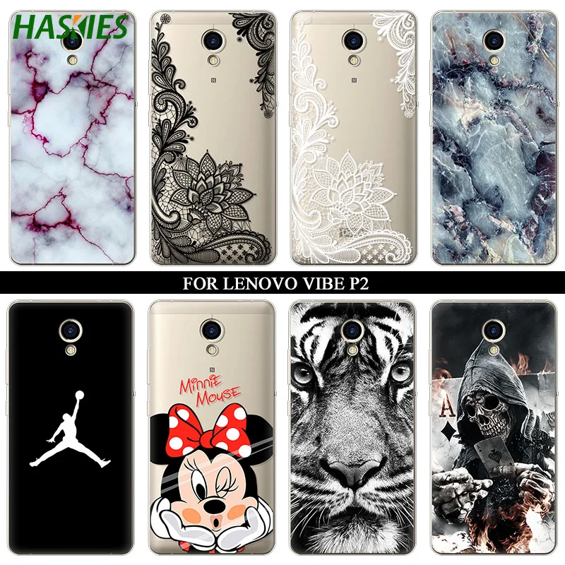 Case Silicone for Lenovo P2 Case Thin Ultra Soft Rubber TPU Black Transparent Clear Minnie Back Cartoon Cute Print Cover