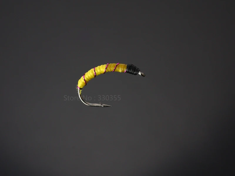 100 Pcs Caddis Larva Midge Pupa Fly Nymphs Flies Yellow Fly Fishing