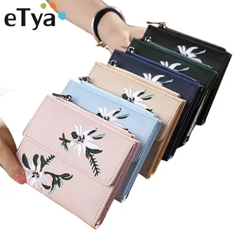 

eTya Women Wallet Fashion Flowers Printing Female Leather Clutch Small Purses Womens Wallets with Card Holder Coin Purse Pockets