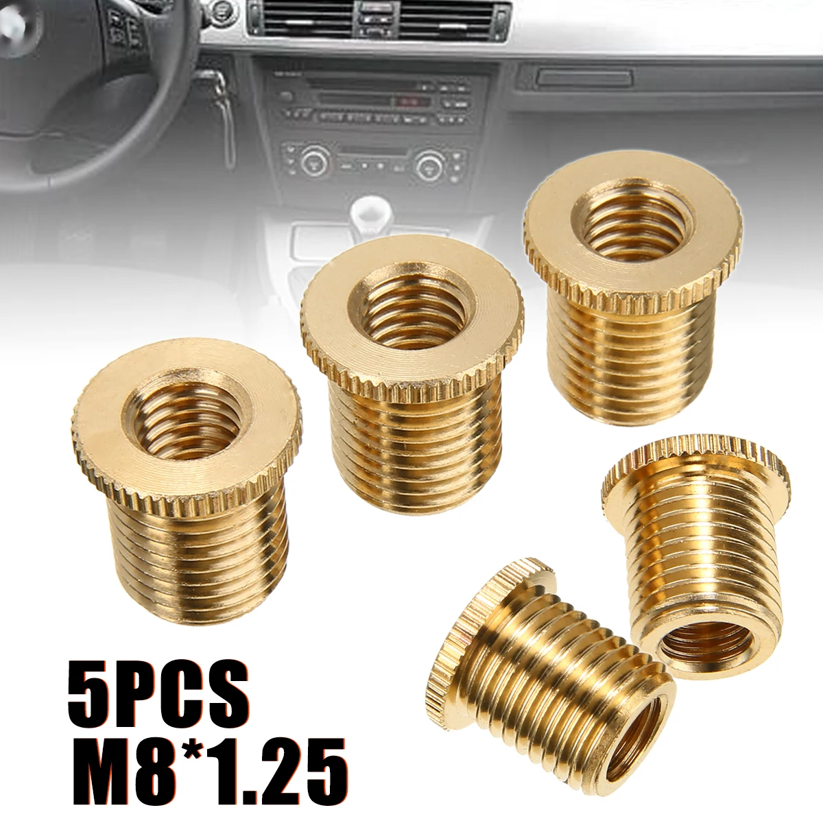 Universal Car Auto Gear Stick Shift Shifter Knob Head Thread Screw Adapter M8X1.25 Aluminum Alloy