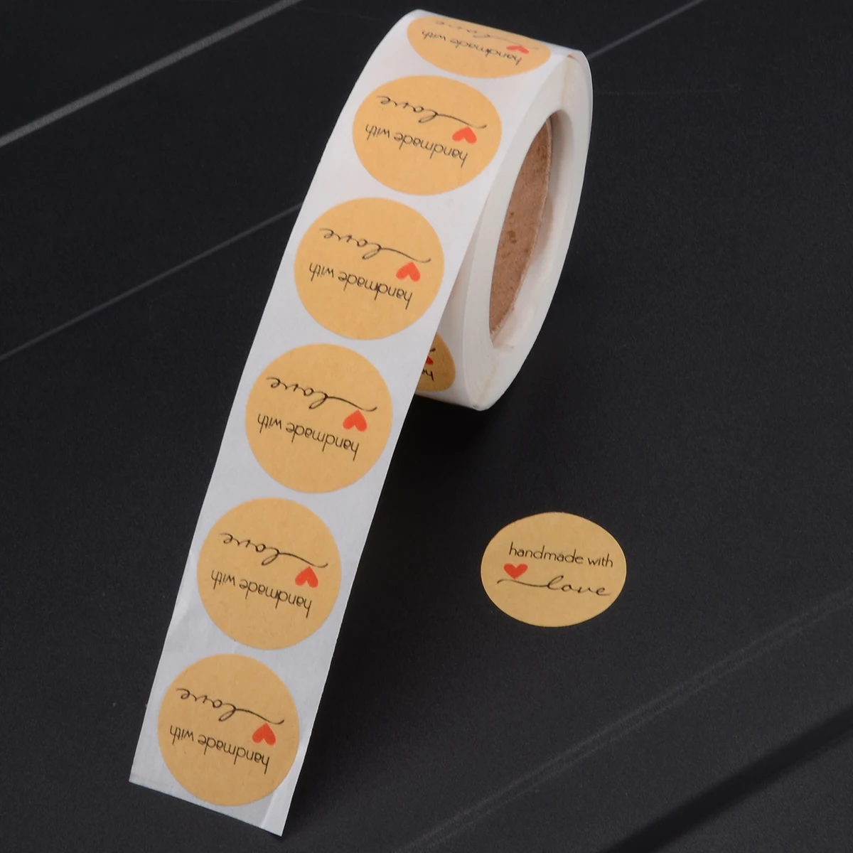 1 Roll 500pcs Handmade with Love Stickers Seals for Baking Cake Decoration Sticker Scrapbook Cards DIY Craft Labels Paper