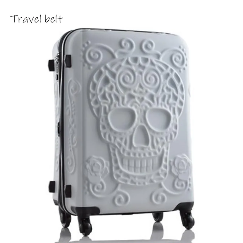  3D skull High quality fashion 19/24/28 inch size Extra large volume PC Rolling Luggage Spinner bran
