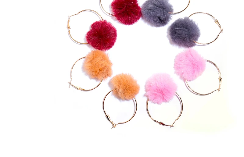 AYAYOO Fashion Woman Earrings 2018 Handmade Ethnic Simple Brincos Big Fringe Earrings Hoop Boho Pom Pom Earings Jewelry  (5)
