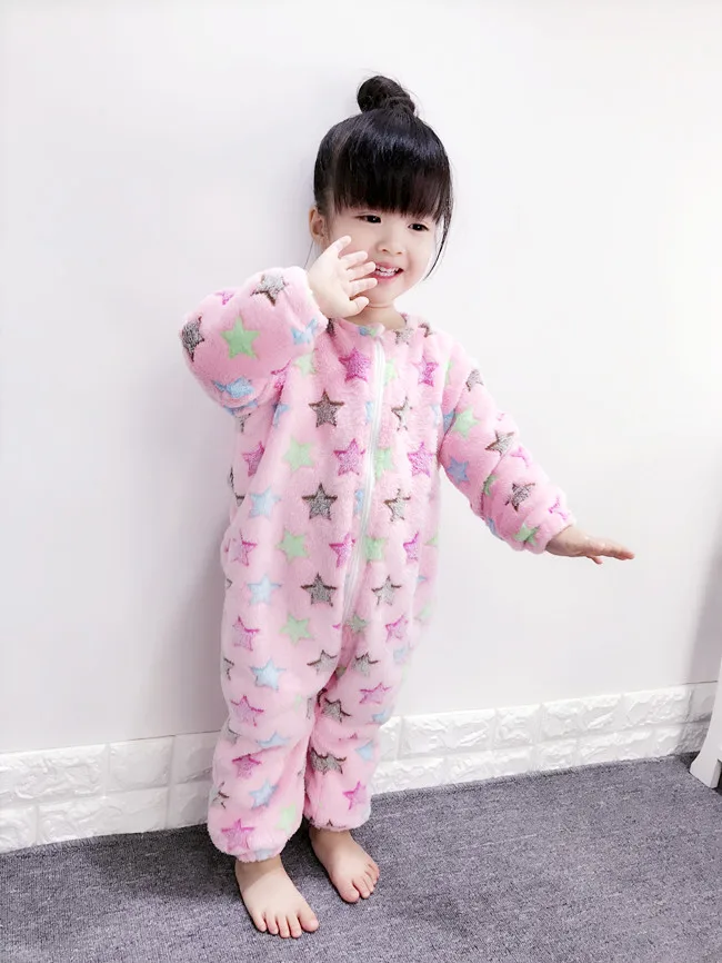 Детская Пижама с добавлением шерсти теплая Пижама с застежкой-молнией для девочек и мальчиков, милая удобная мягкая одежда для сна для малышей, домашняя одежда для маленьких детей не пропускающая холода - Цвет: style4