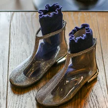 

Child Boots Rain Shoes Tranparents Fashion Flat Shoes Rubber Casual Kids All Seasons Solid Slip-on Waterproof Shoes Soft Comfort