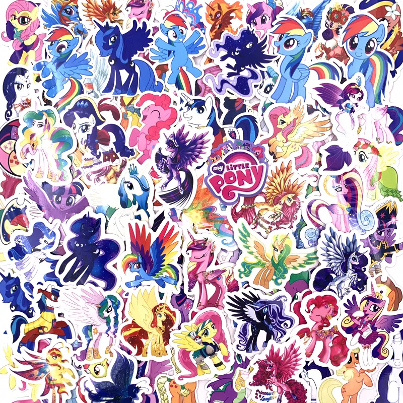 Princess Unicorn Cartoon Theme My Little Pony Stickers Set - 92 Pieces for Pull Box, Car, Motorcycle, Wall, and Graffiti Decoration