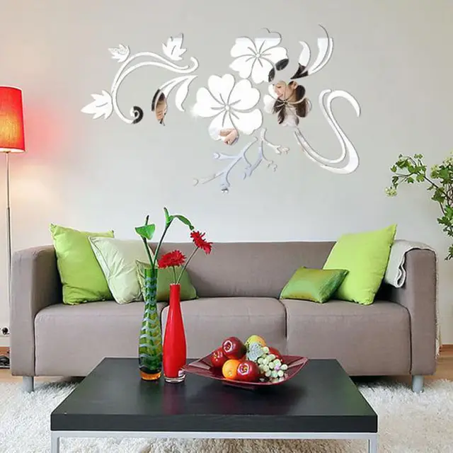 3d diy mirror flower decal wall sticker removable art mural home