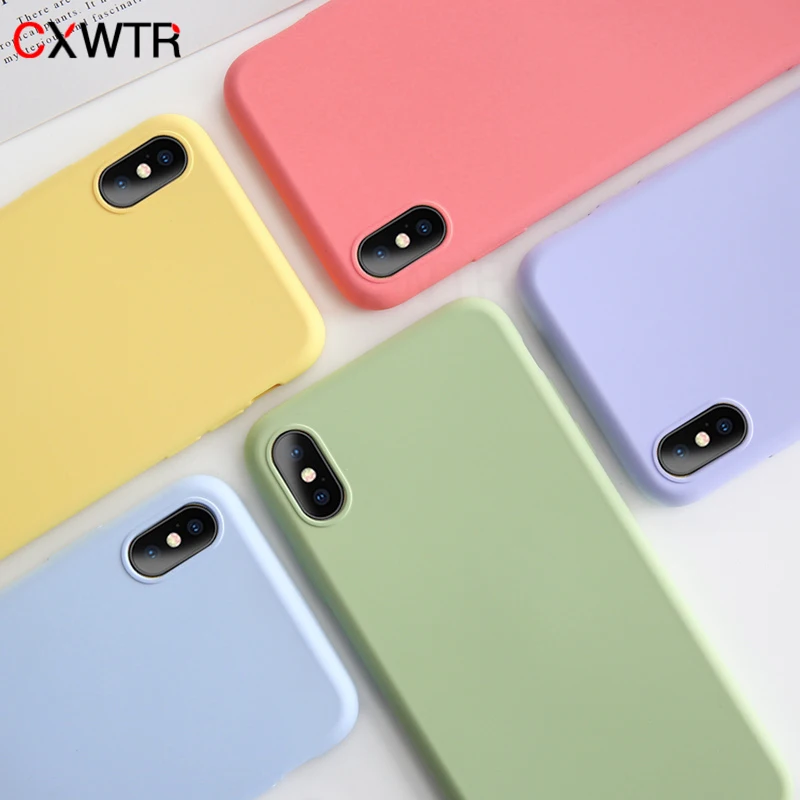 

Matte Phone Case For iPhone 7 6 6s 8 Plus X XR XS Max Simple Solid Color Ultrathin Soft TPU Cases Candy Color Back Cover
