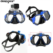 DEEPGEAR Синяя Маска для дайвинга Для Взрослых Черный силиконовый прозрачный закаленный стеклянный объектив маска для подводного плавания для камер Gopro hero качественная маска для дайвинга шестерни