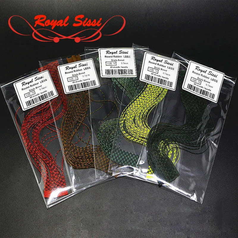 200strands 5colorsset grizzly barred rubber legs crazy silicone round flutter legs salmon bass fly patterns fly tying material