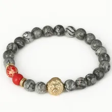 Украшения натуральный красный император камень бусины браслет высокомерие сплав большой Meatball браслеты с орнаментами