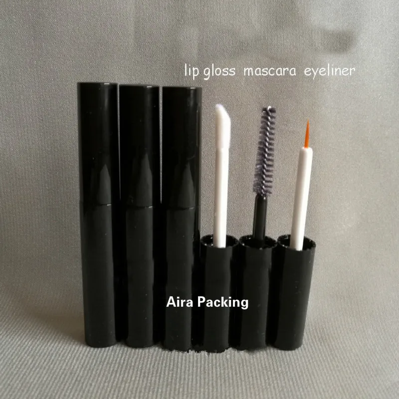 

50pcs/lot 4ML Plastic Black Empty Mascara Tube DIY Classic Lip Gloss Refillable Tube High-end Eyeliner Storage Tube Makeup Tool