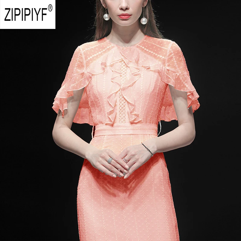 

Noble Fashion Women Dresses O Neck Short Sleeve Ruffle Bodycon Embroidery Fishtail Dress High Waist Party Vintage Dresses Z1348