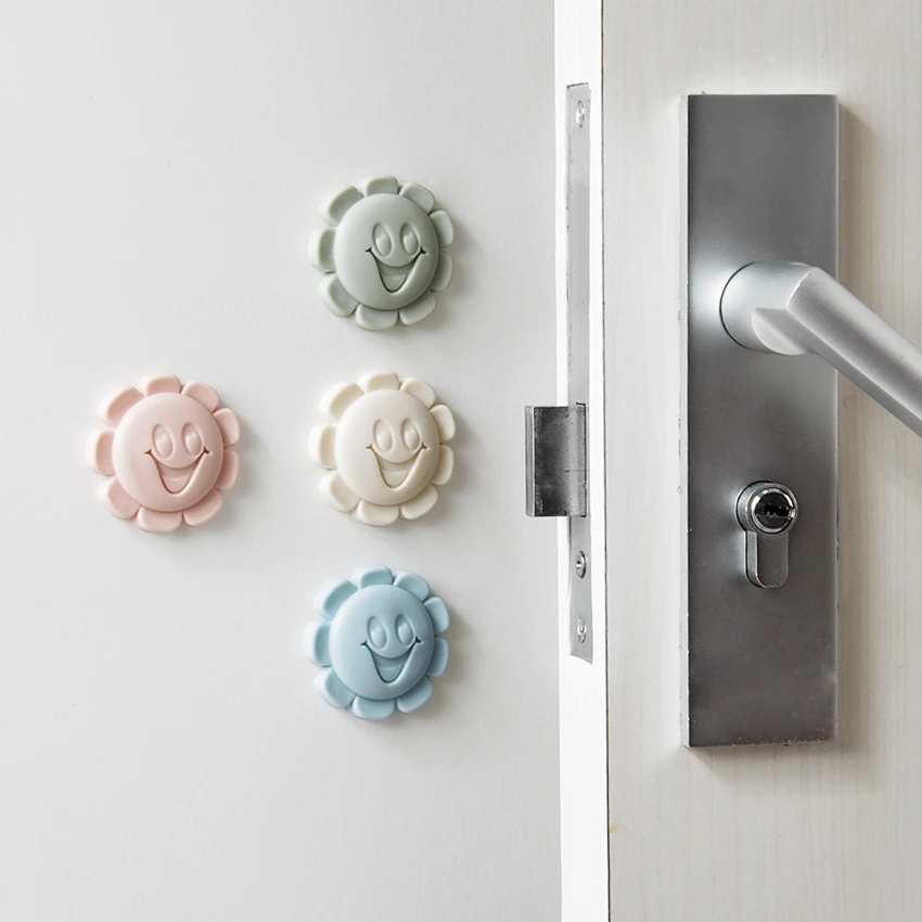 

1pc Door Stops Self Adhesive Door Buffer Thickening Wall Protectors Cartoon flower Door Handle Bumpers for Door Stopper