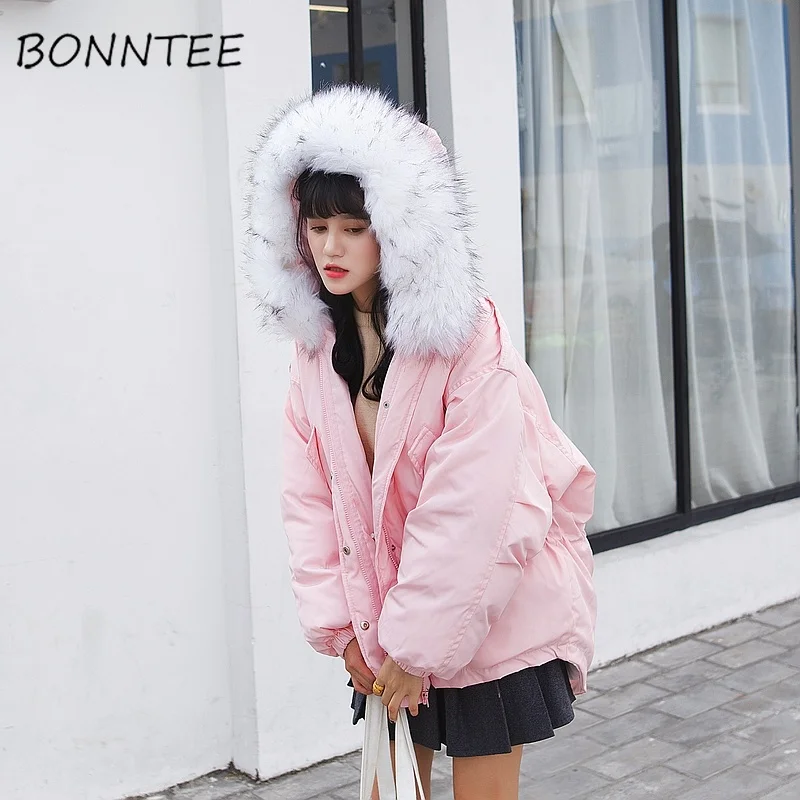 De Thicking Manteau red pink Vestes allumette Casual white Simple Kawaii Tout Chaud Étudiants Zipper Style Capuchon Solide Mode blue À D'hiver Court Black Parkas Daily OpqUwPx